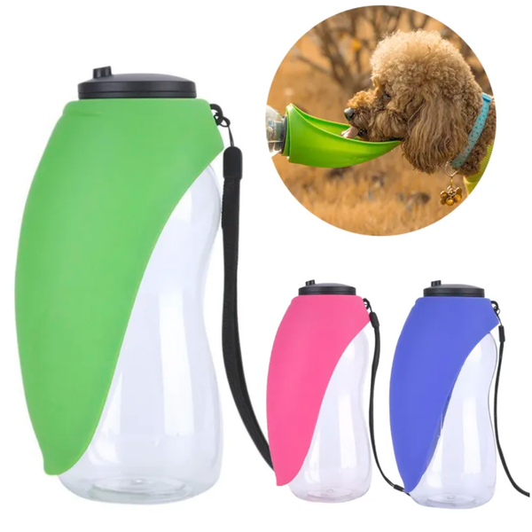 Portable Dog Water Bottle with Built-In Bowl